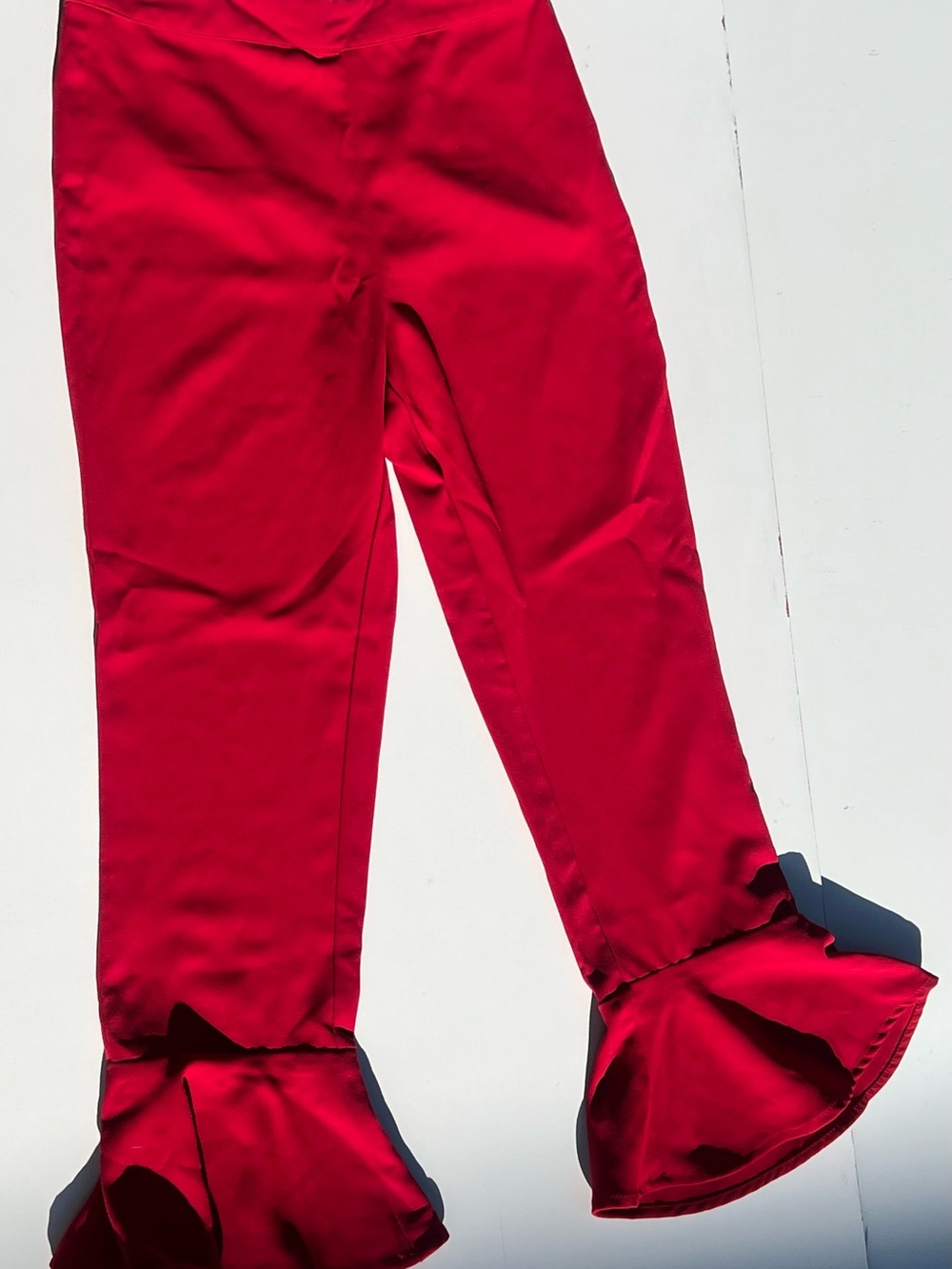 Red Ruffle Hem Kids Bottoms - Stylish Girls' Pants